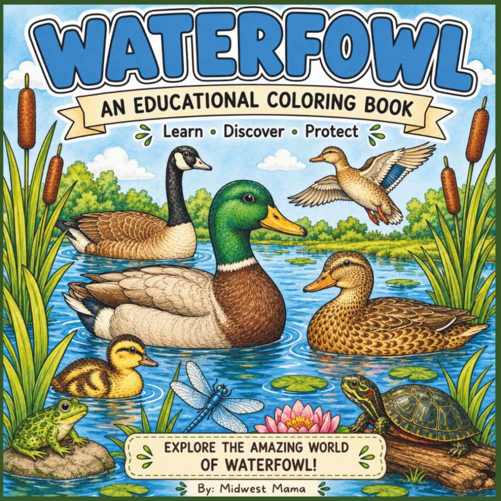 Waterfowl: An Educational Coloring Book: A Fun Educational Coloring Book About Ducks, Geese, Swans, Wetlands, Bird Identification, Nature, Wildlife, and Conservation for Kids