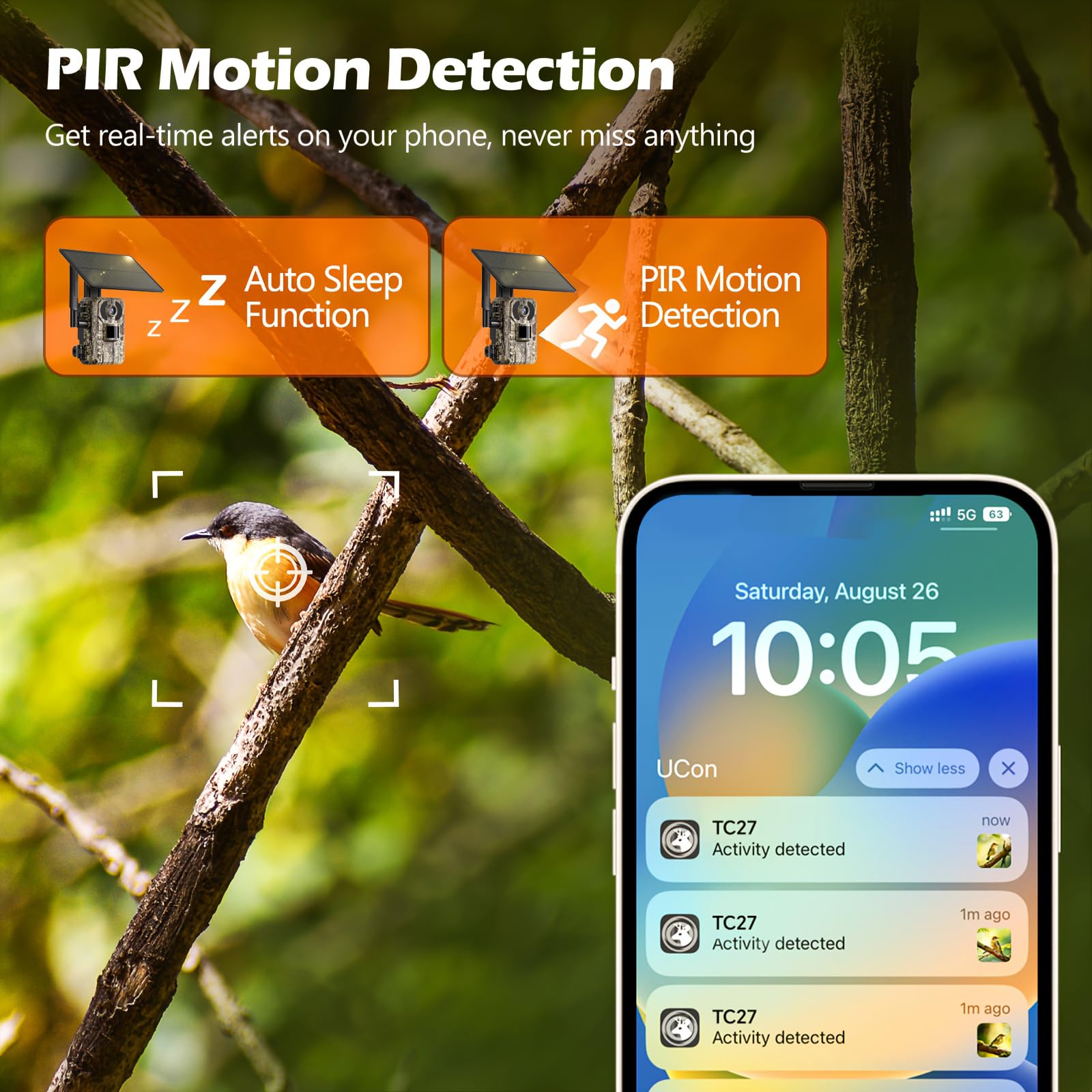 Cámara de Caza 4G LTE Solar con Tarjeta SIM, Fototrampeo 4K sin WiFi, Batería 10400mAh, Visión Nocturna 950nm IR Invisible, Audio Bidireccional, Activación 0.2s, IP66 Impermeable
