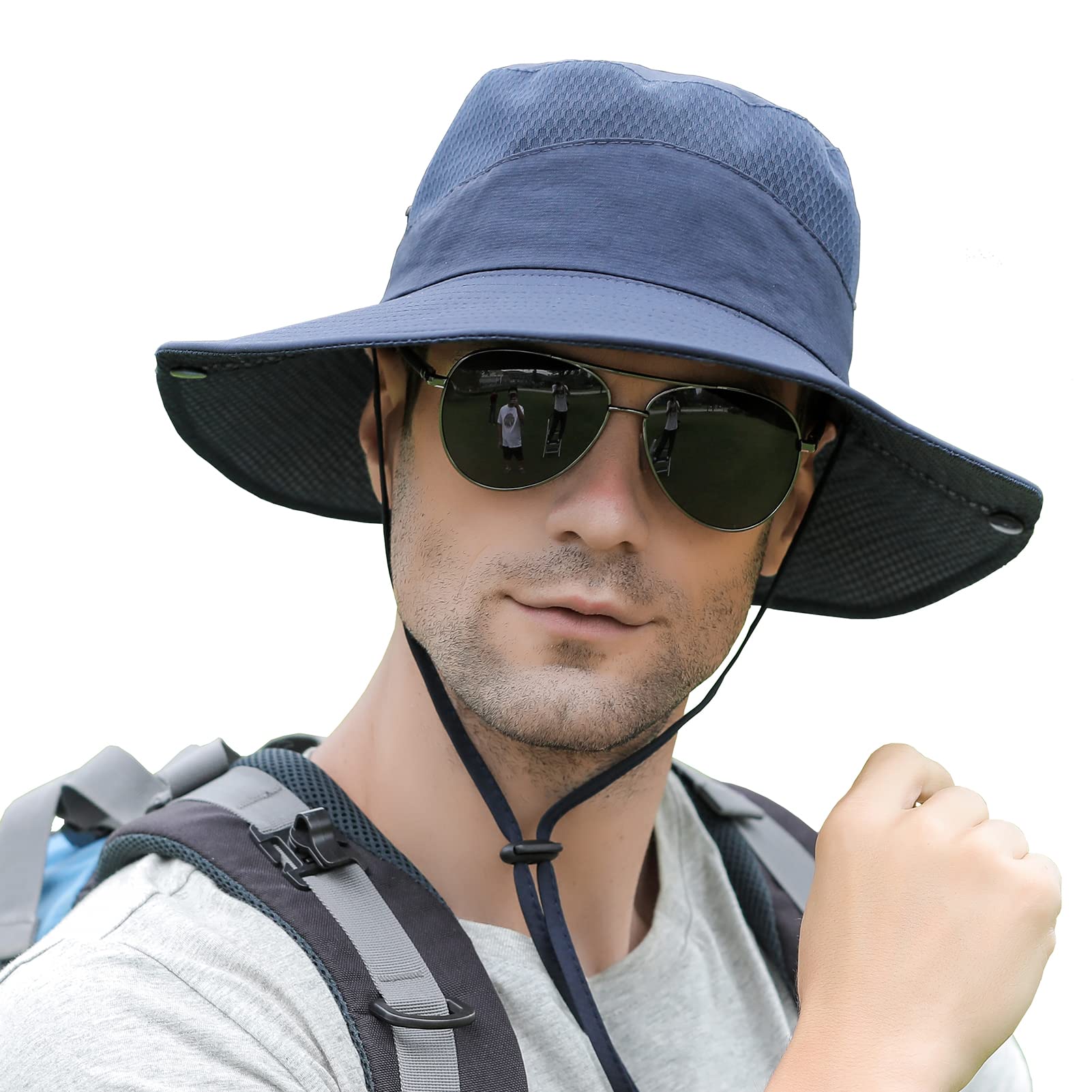 AenmtSun Hat for Men/Women, Wide Brim UV Protection Bucket hat, Waterproof Mens Boonie Hat for Fishing Hiking Garden Beach