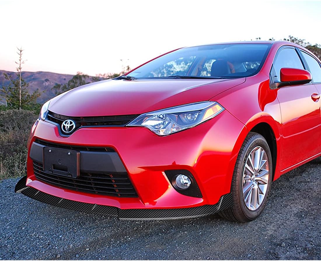 Front Bumper Lip fit for compatible with 2014-2016 Toyota Corolla Base/L/LE Model Only, Front Bumper Lip Spoiler Air Chin Body Kit Splitter Painted Carbon Fiber ABS, 2015 (SPORT-Style)