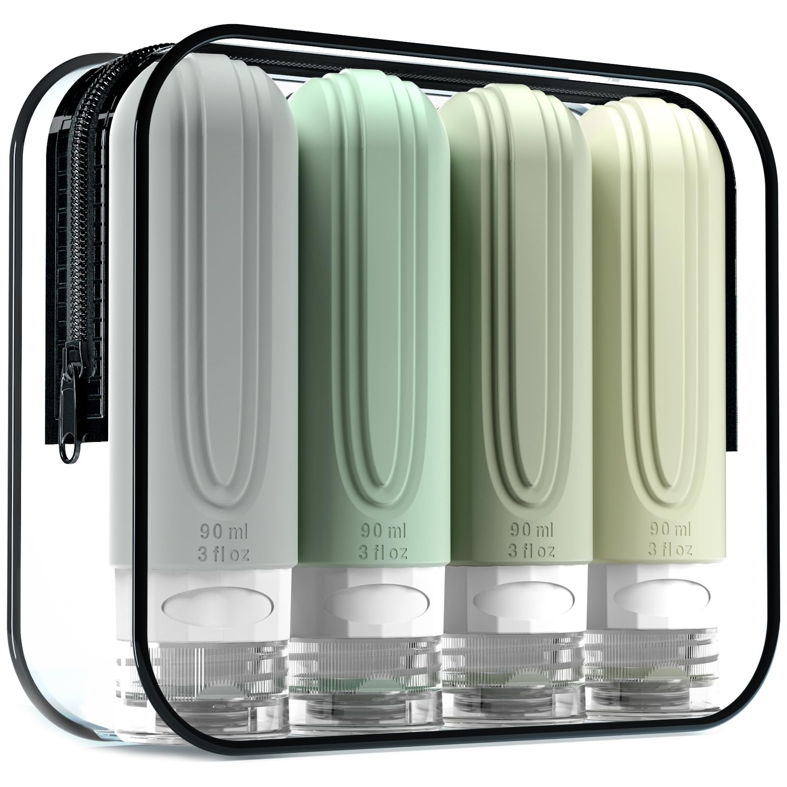 Travel Bottles for Toiletries, Tsa Approved 3oz Travel Size Containers BPA Free Leak Proof Refillable Liquid Silicone Squeezable Travel Accessories for Shampoo Conditioner Lotion (4 Pack)…