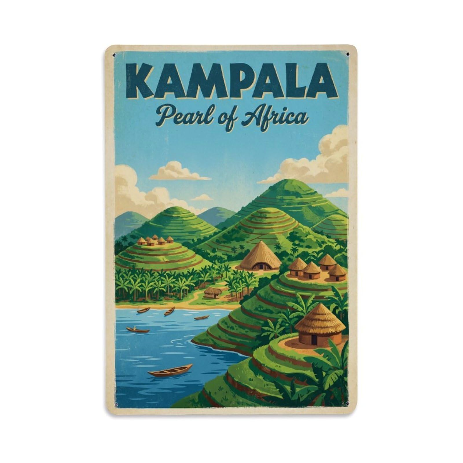 Metal Tin Sign Uganda Kampala Vintage Travel