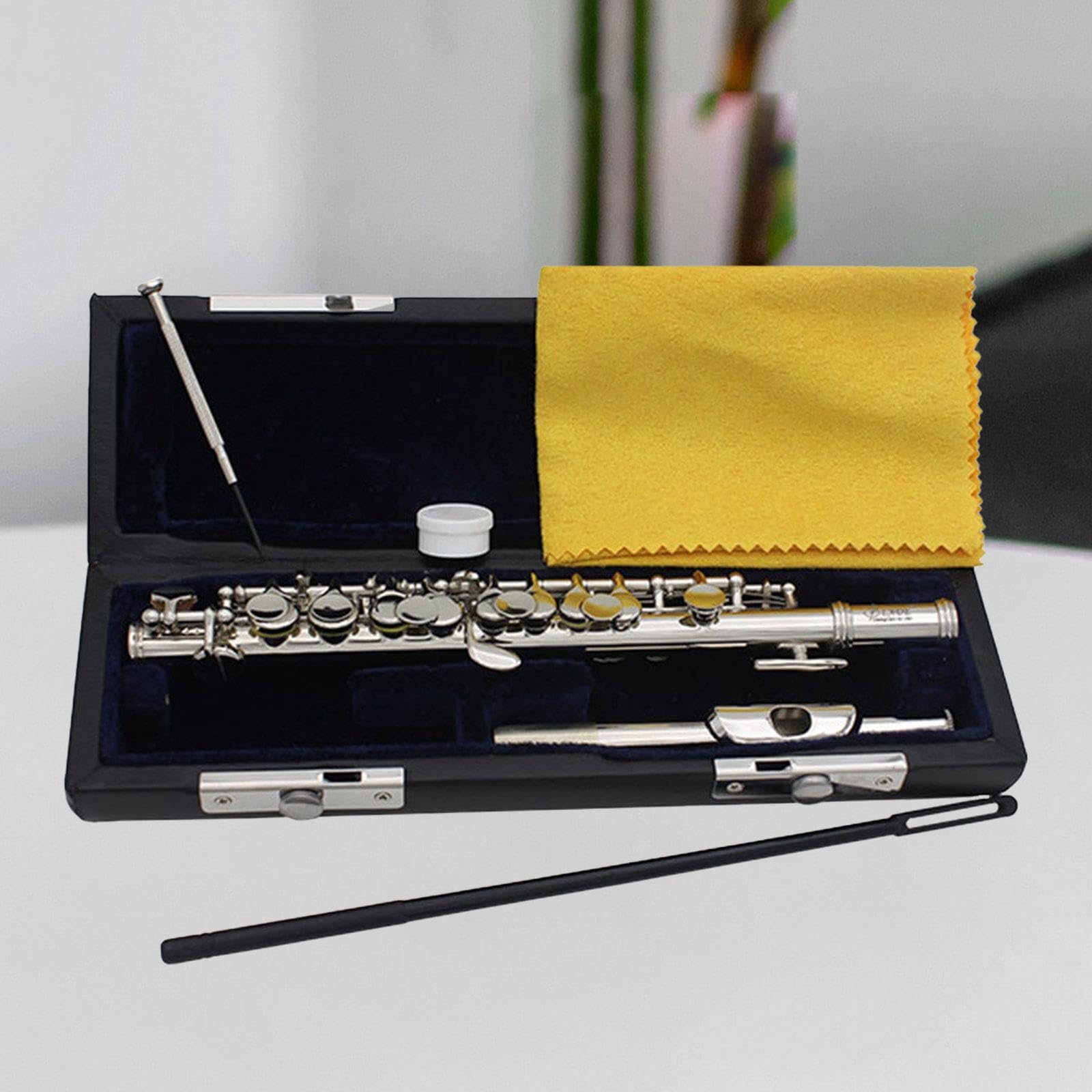 F Fityle Chiave Piccolo C con custodia rigida e kit di pulizia Strumento a fiato Flauto fori per feste regalo per studenti, ARGENTO