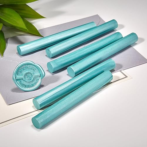 Aqua Tiffany - Pistola de pegamento prémium para sellos, cartas, invitaciones de boda, paquete de 6