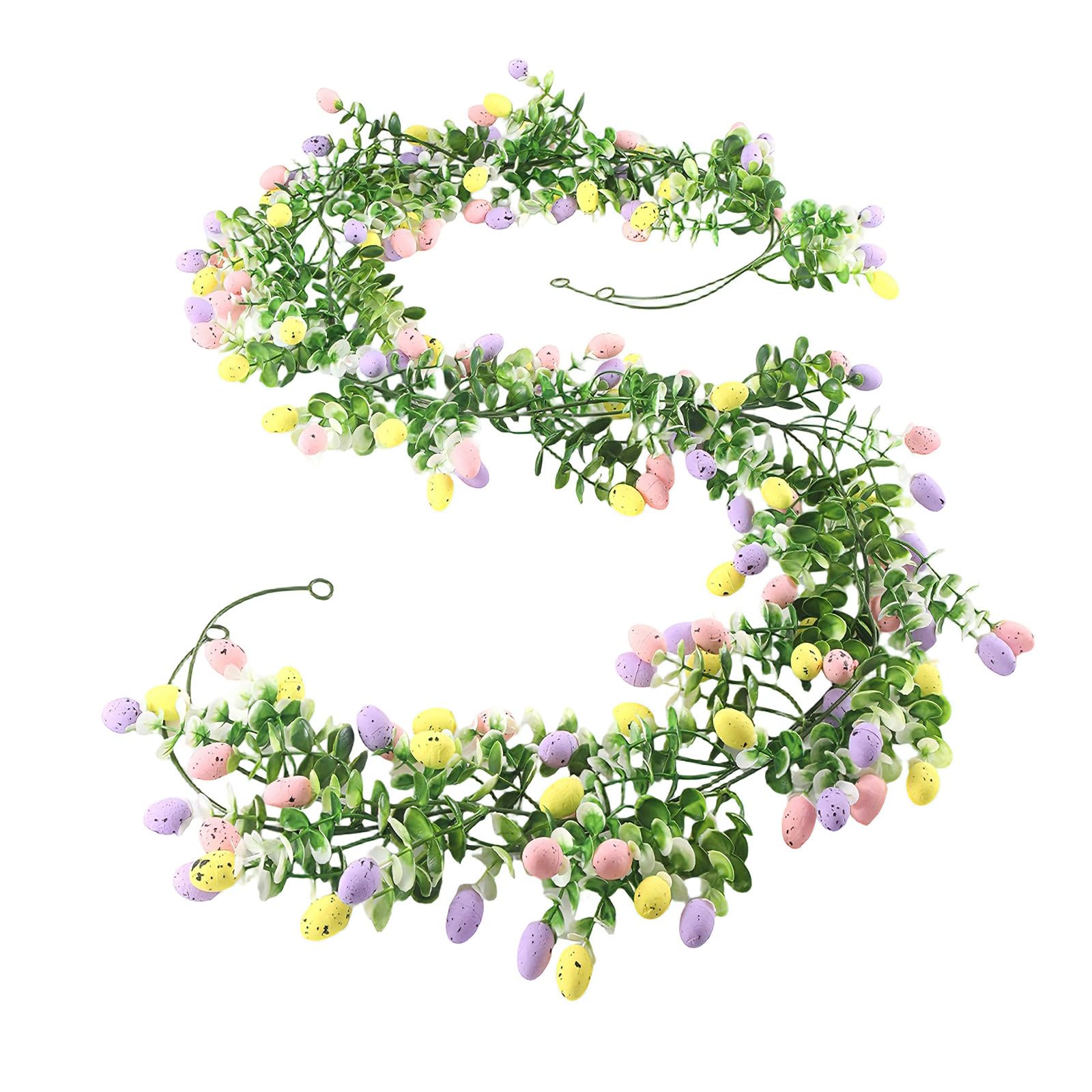 Msioytog Quick Setup Resin Easter Simulation Eggs and Flexible Eucalyptuses for Easy Festival Indoor Decor Indoor Rattan
