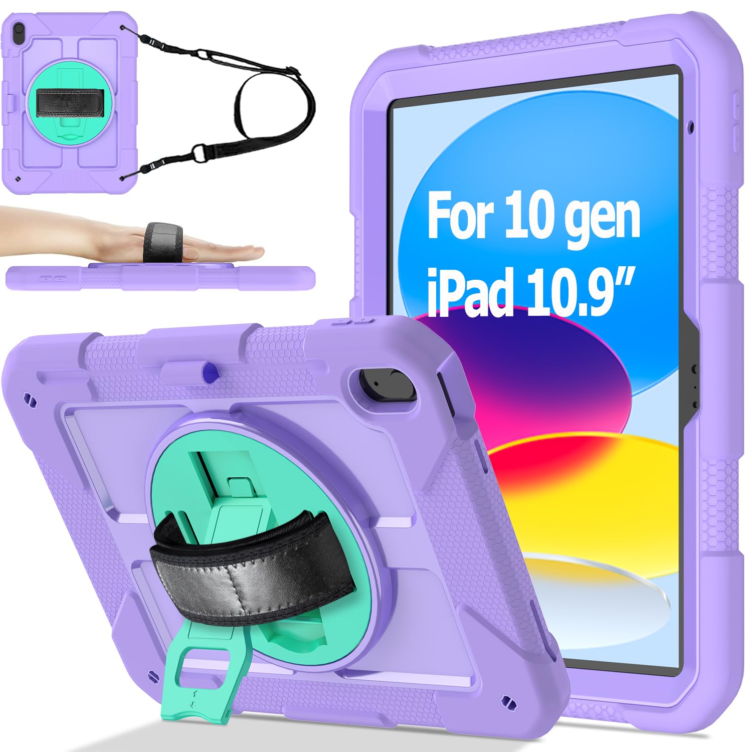 AVAWO 360° Rotatable Case for iPad (A16) 11th Generation 11 Inch 2025, iPad 10th Generation 10.9" 2022, Shockproof Rugged Protective Cover with Swivel