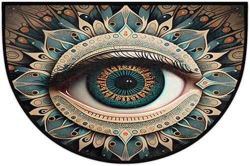 Miniatura 5 de Evil Eye - Tapete semicircular de ojo bohemio, antideslizante, para interiores y exteriores, para entrada, media luna, absorbente, duradero,