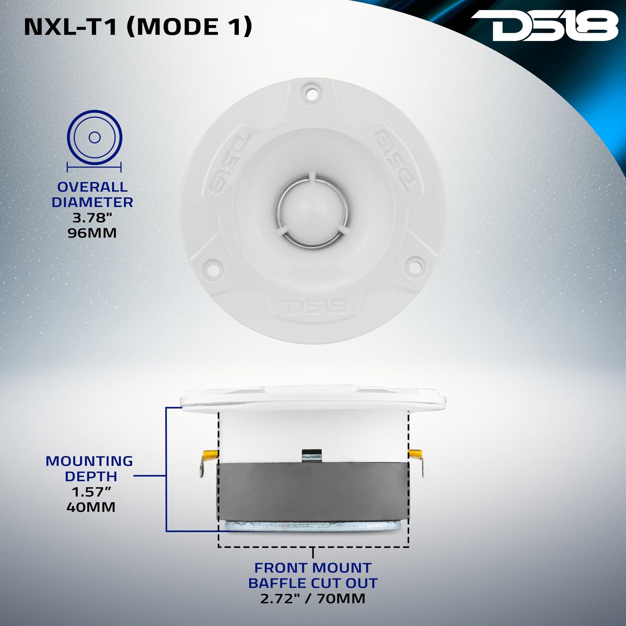 DS DS18 NXL-T1 Marine VC Tweeter Tipo Bala de Aluminio Resistente al Agua, 240 W máx., 4 ohmios, Crossover Integrado, Ideal para Barcos, Deportes de Motor, Motocicletas, ATV UTV (2 Altavoces)