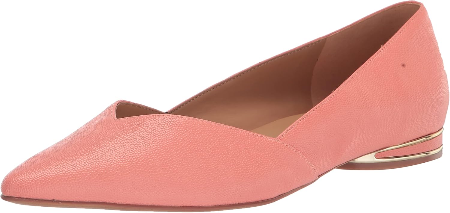 Naturalizer Womens Havana Pointed Toe Slip On Dress Ballet Flat,Coral Peach Pebble,7M
