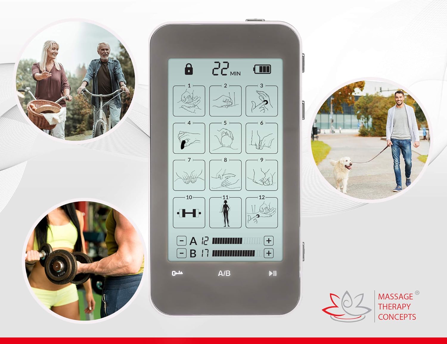 TENS Unit and EMS Combination Muscle Stimulator with 2 Channels, 12 Modes for Pain Management for Back, Neck, Arms, Legs, Abs, and Muscle Rehabilitation -With Belt Clip and Protective Hard Travel Case : Health & Household