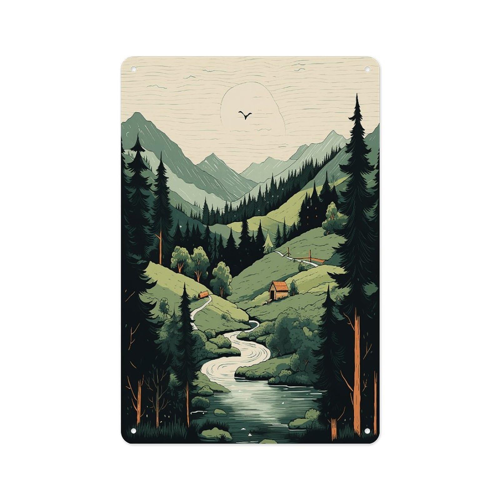 Fekiloot Style Outdoor Landscape Wall Decor Metal Signs Tin Signs Poster