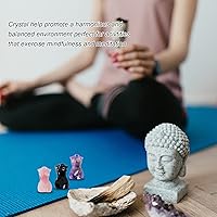 Vista 6 de Apengshi Imagen Natural de Cuarzo Rosa de la Diosa Escultura Femenina Tallada a Mano Modelo Coleccionable Artesanías Cristal Sanador Meditación Yoga