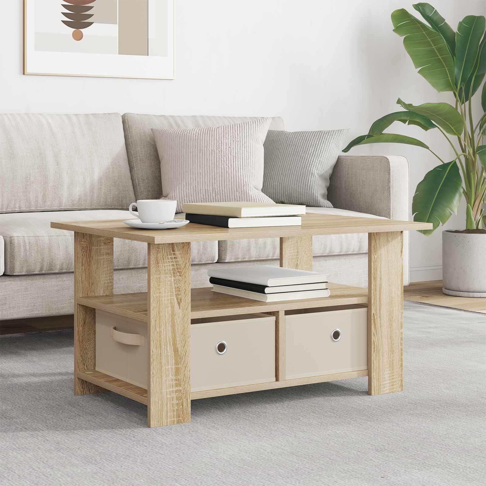 Table polyvalente chêne Sonoma pour créer un coin salon chaleureux