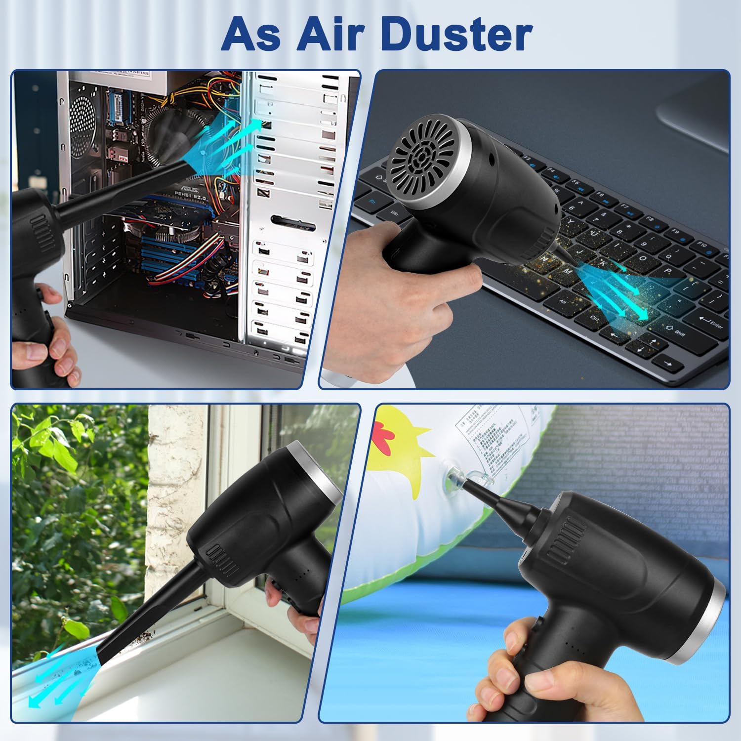 Verozza Aria Compressa Elettrico Rimuovi Polvere Senza Fili Aspirapolvere 2 in 1, Batteria da 6000mAh Ricaricabile, 12Kpa Aspirazione, 90000RPM Mini Aspirapolvere per Tastiera,PC,Pulizia Casa,Auto Verozza Aria Compressa Elettrico Rimuovi Polvere Senza Fili Aspirapolvere 2 in 1, Batteria da 6000mAh Ricaricabile, 12Kpa Aspirazione, 90000RPM Mini Aspirapolvere per Tastiera,PC,Pulizia Casa,Auto