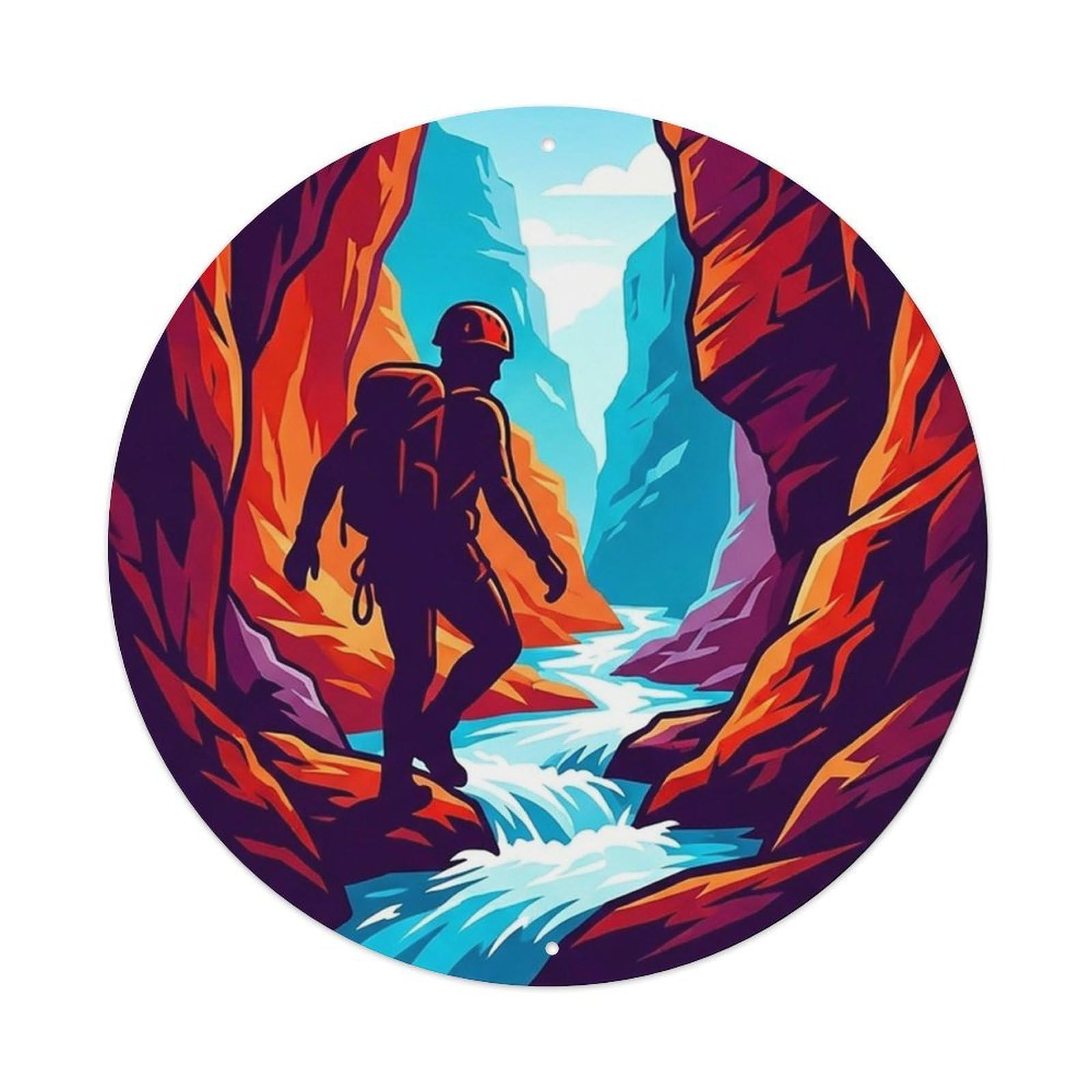 Gorge Walking Outdoor Adventure Illustration Metal Tin Sign