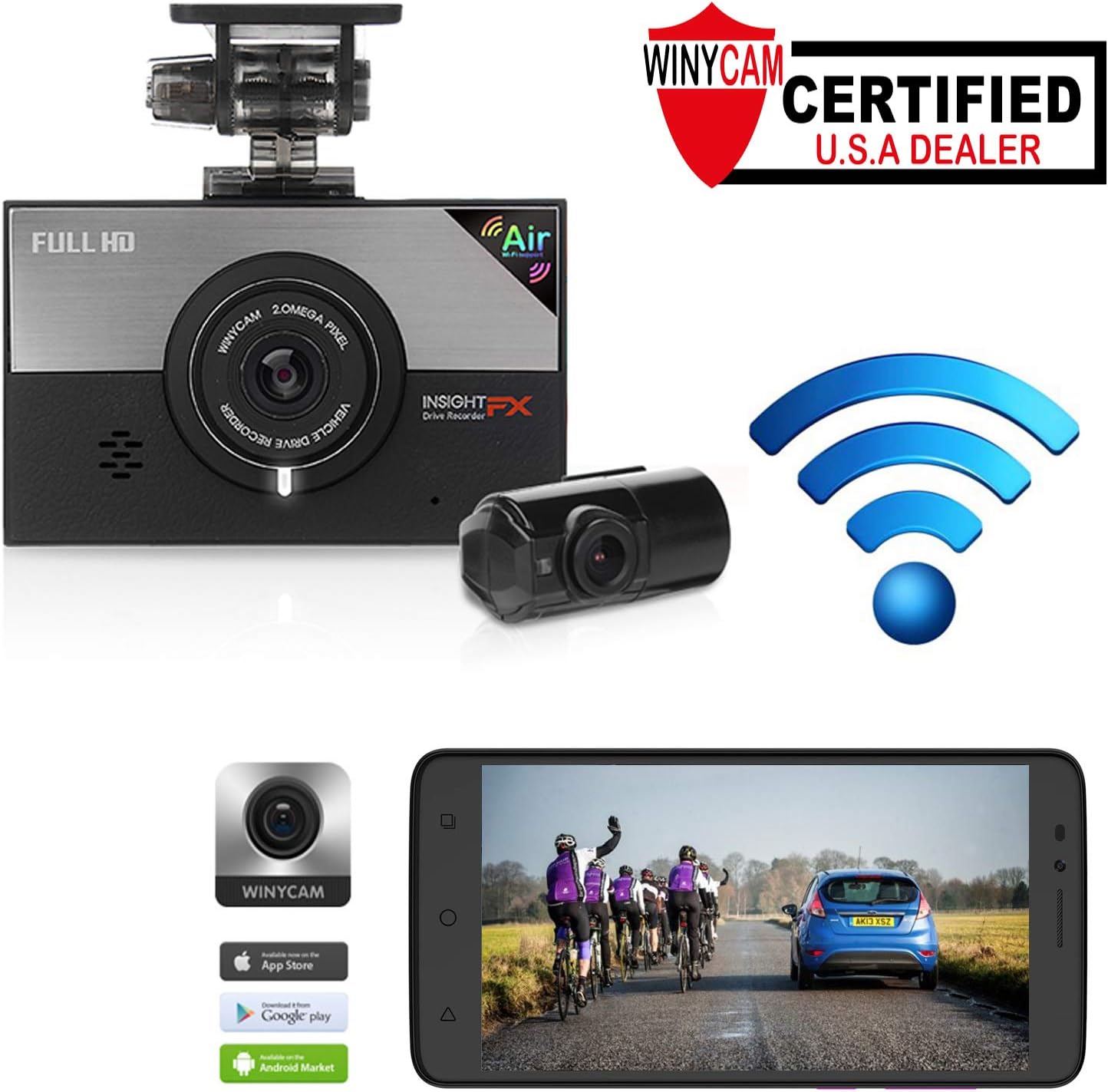 WINYCAM Dash Cam Dashboard Camera Recorder Blackbox WiFi Easy Control