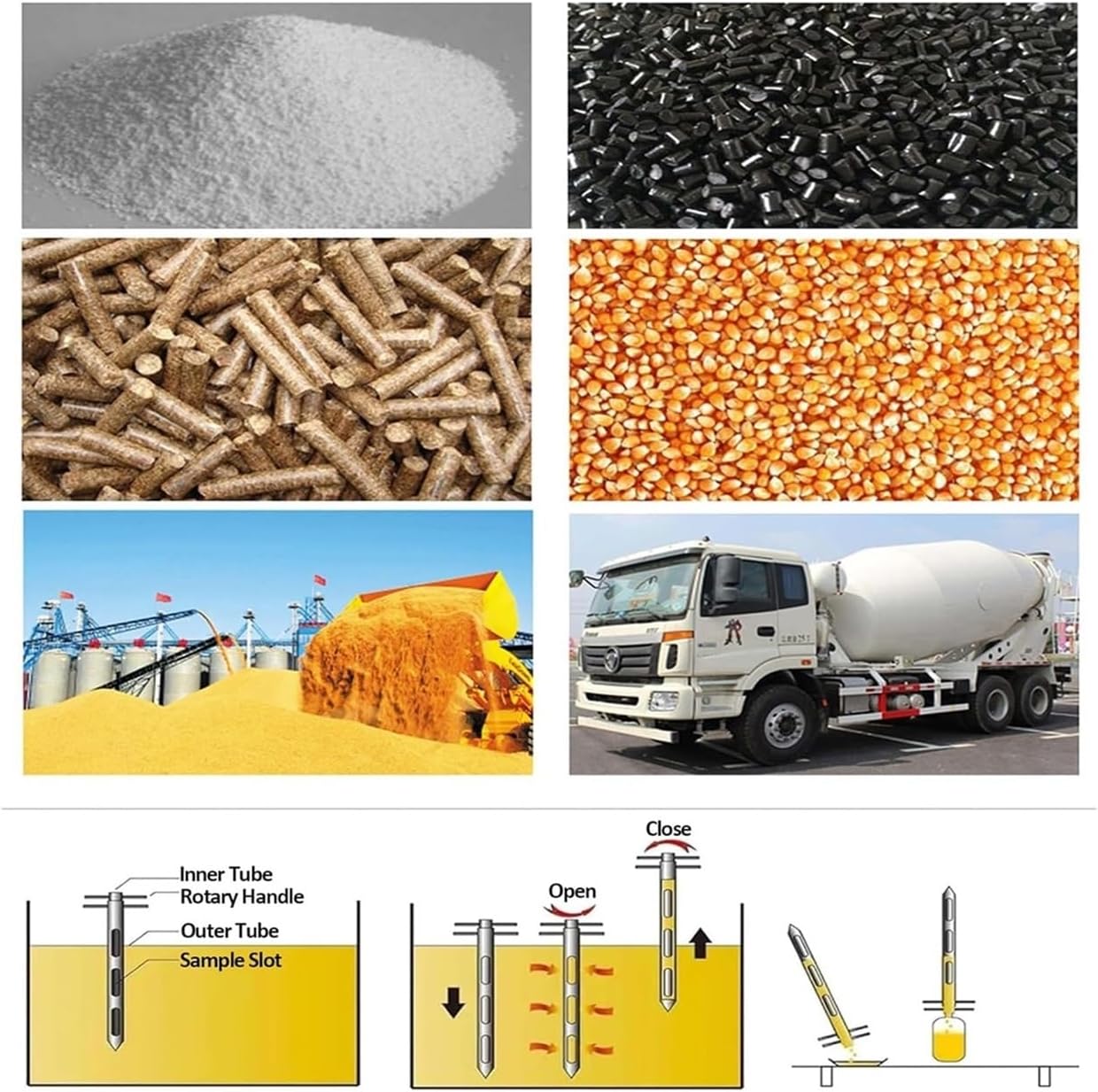 Stainless Steel Soil Grain Probe Sampler - 1-1.5m Length, 19-38mm Diameter, Rotating Handle for Granular Material Sampling, Durable & Easy to Use