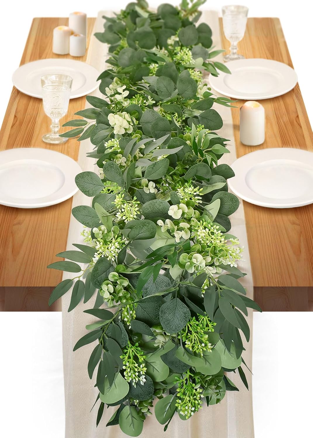 IWNTWY 6Ft Eucalyptus Garland, Upgrade Bushy Artificial lvy