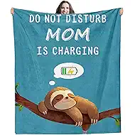 Funny Gifts for Mother, for Mom from Daughter Son Husband, Birthday/Easter/Thanksgiving/Postpartum/New Mama for Mommy - Mom is Charging Blanket, 60"x50"