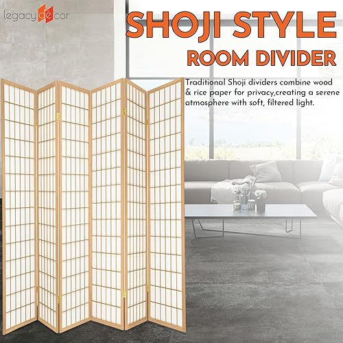 Miniatura 9 de Legacy Decor - Separador de habitación, de e 3, 4, 6, 5, 8 paneles de habitación, estilo Shoji, de 6 pies alto, Madera, Negro