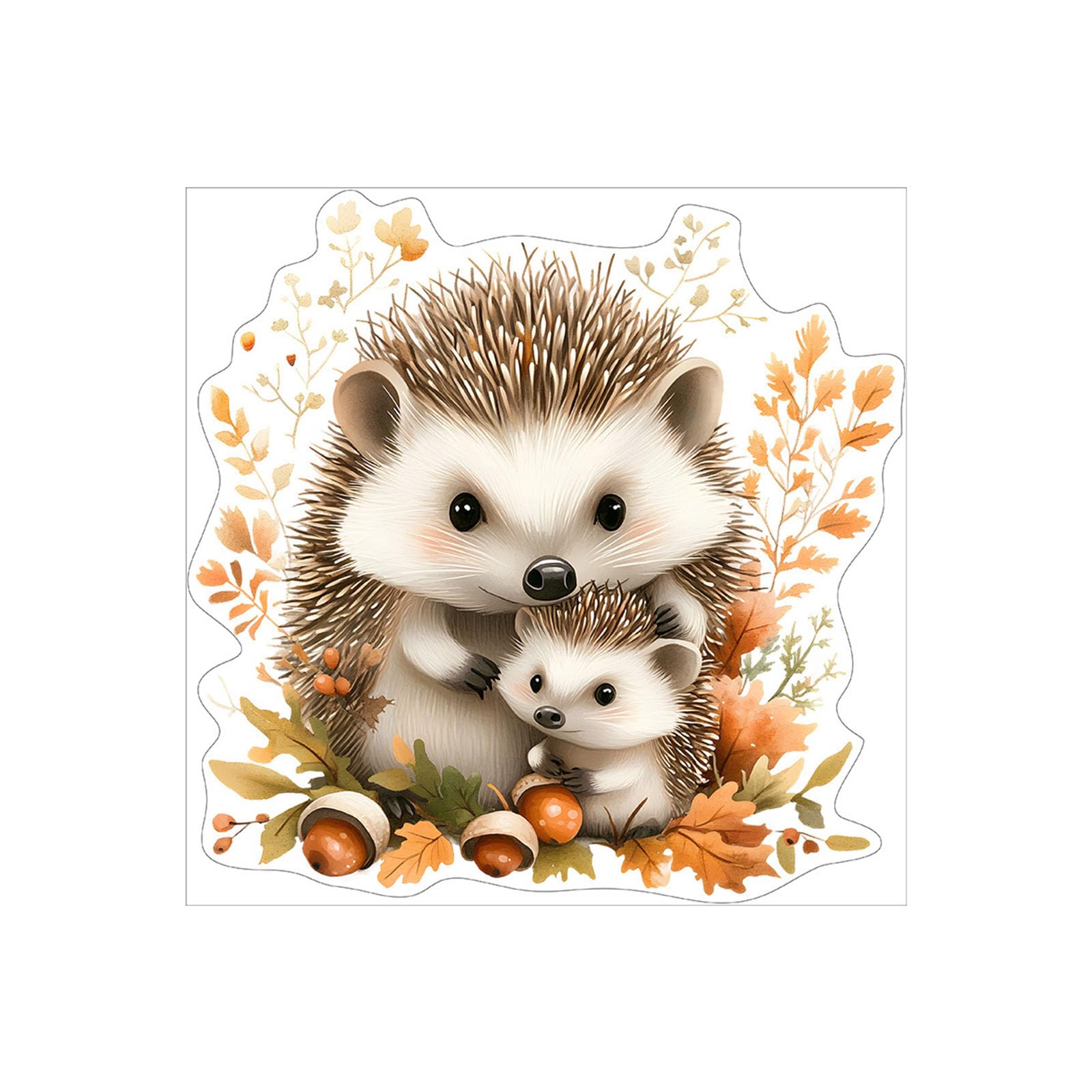 Autumn Hedgehogs Squirrel Statics Cling Window Sticker Removable PVC Decal Decorative Art for Home Fall Decors Fall Harvest Thanksgiving Decorations