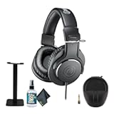ATH-M20x Professional Studio Monitor Headphones&comma; Black &lpar;AUD ATHM20X&rpar; &plus; Microfiber Cleaning Cloth &plus; Headphone Stand &plus; Headphone CASE &plus; Goby Labs Headphone Cleaner 4 fl oz