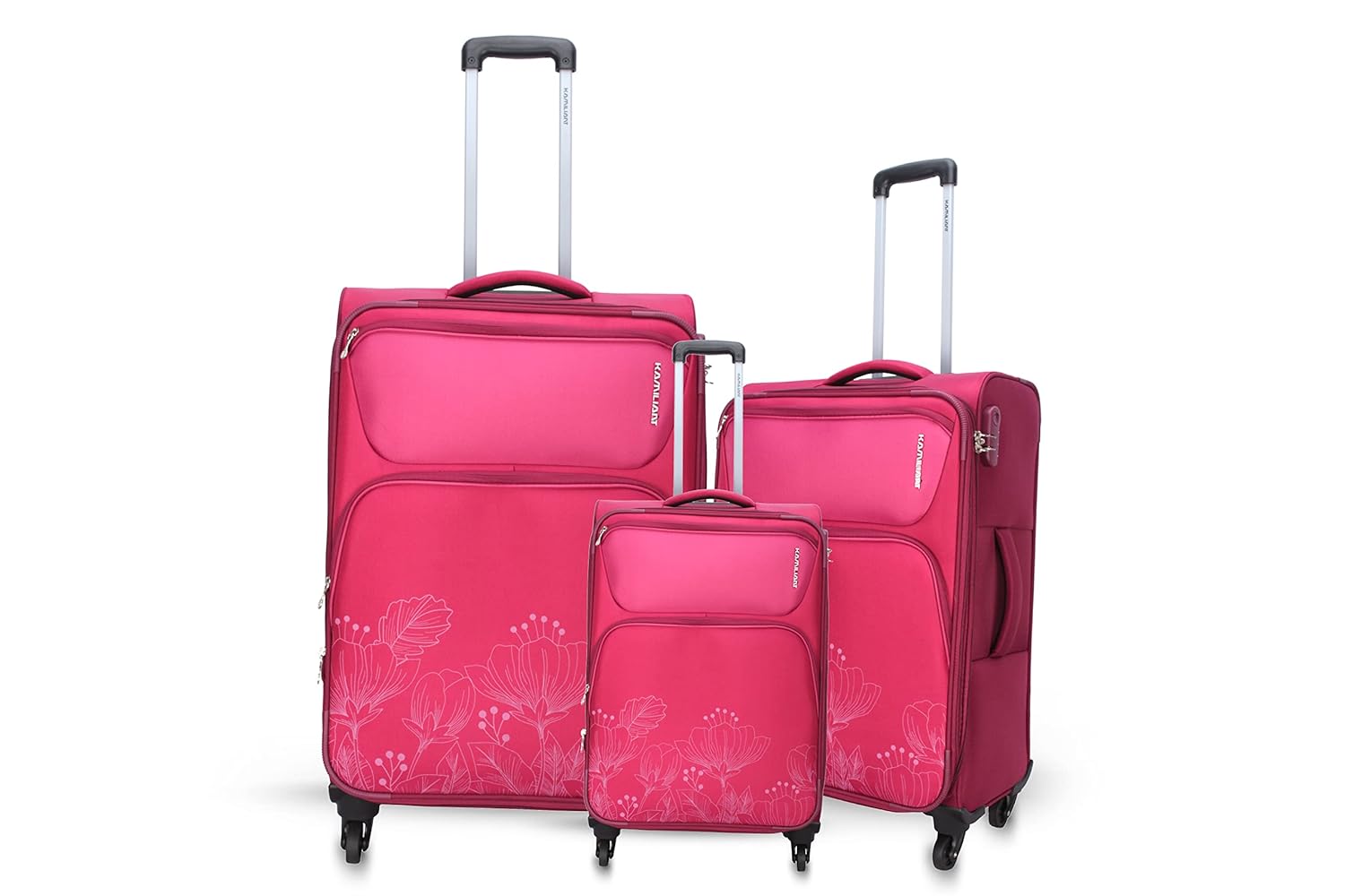 American Tourister Kamiliant 56Cm + 68Cm + 79Cm Polyester Soft-Sided Spinner Luggage Trolley Set Of 3 (Red)