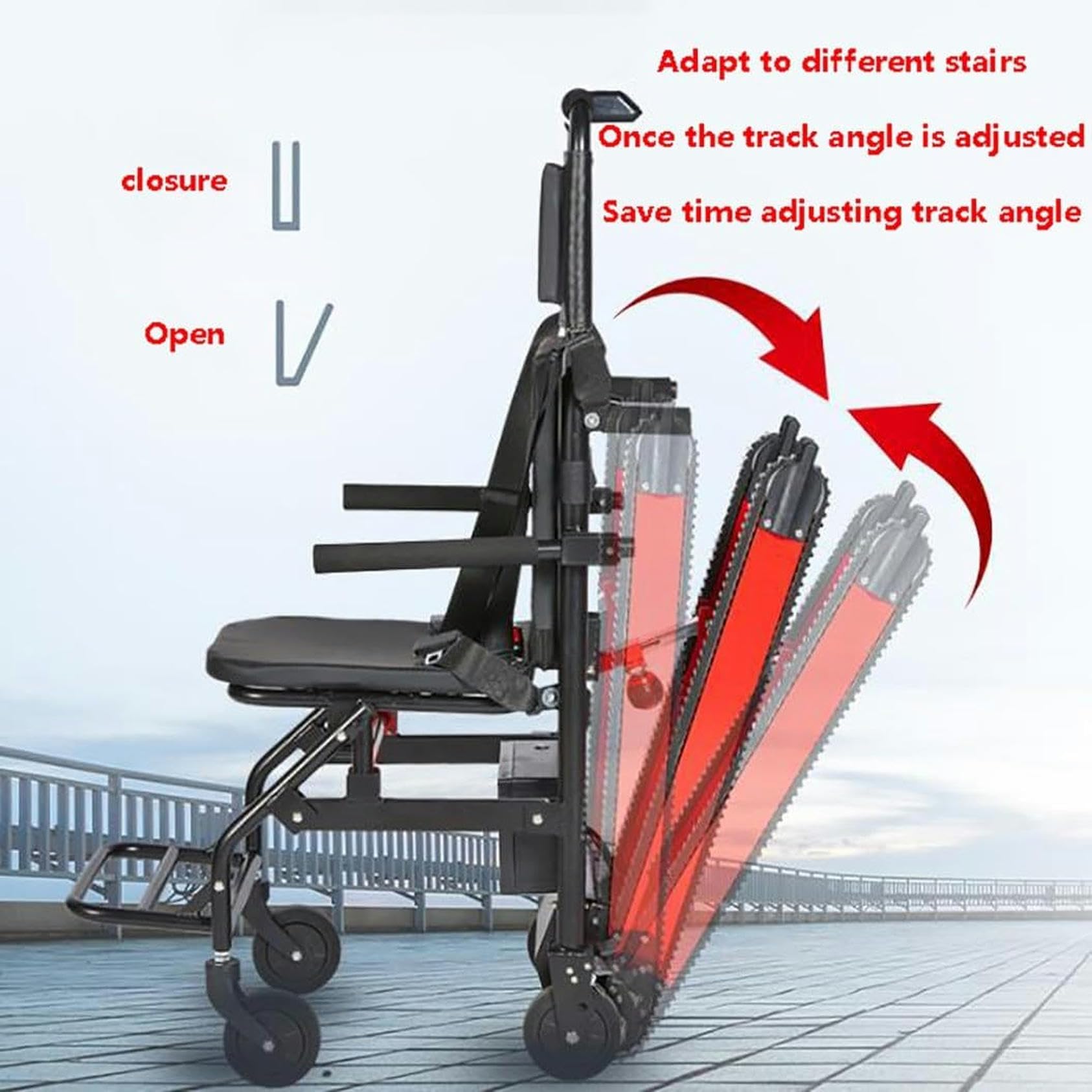 CNPRAZ Subida De Escaleras EléCtrica Silla de Ruedas eléctrica para Subir escaleras con Carretilla Manual, salvaescaleras para Personas Mayores, Silla de Ruedas para Subir escaleras, salvaescaleras