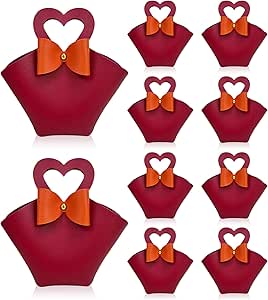 Amazon.com: Topoloar 10 pack Red Mini PU Leather Gift Boxes with Handle ...