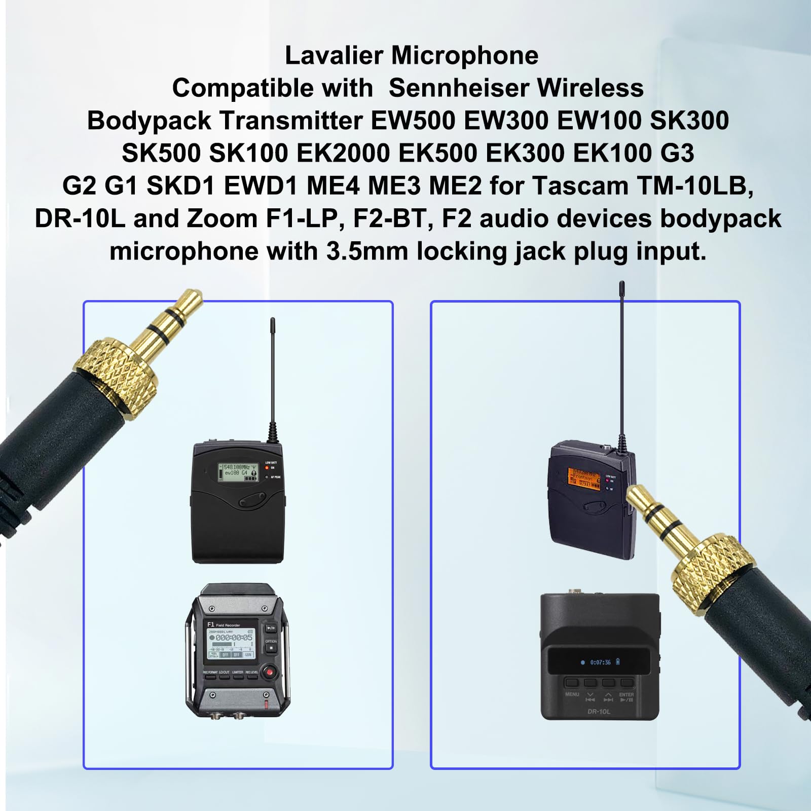 SPTSSWET Lavalier Microphone Compatible with Sennheiser Wireless Bodypack Transmitter Omnidirectional Condenser Wired Mic 3.5mm TRS Lapel for Lectures Live Streaming YouTube 5ft Black - Image 2