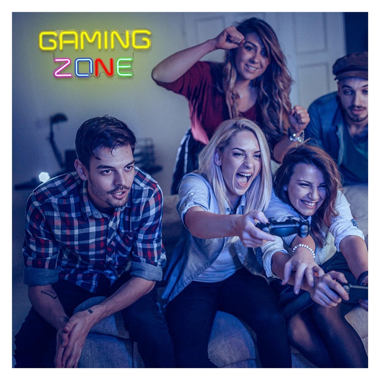 Décor Mural Lumière Enseigne Au Néon Gaming Zone Lettre LED, Décoration Murale USB Pour Salle De Jeux, Fête, Chambre À Coucher, Bar, Lampe Éclairée 40cm×17cm(UNE)