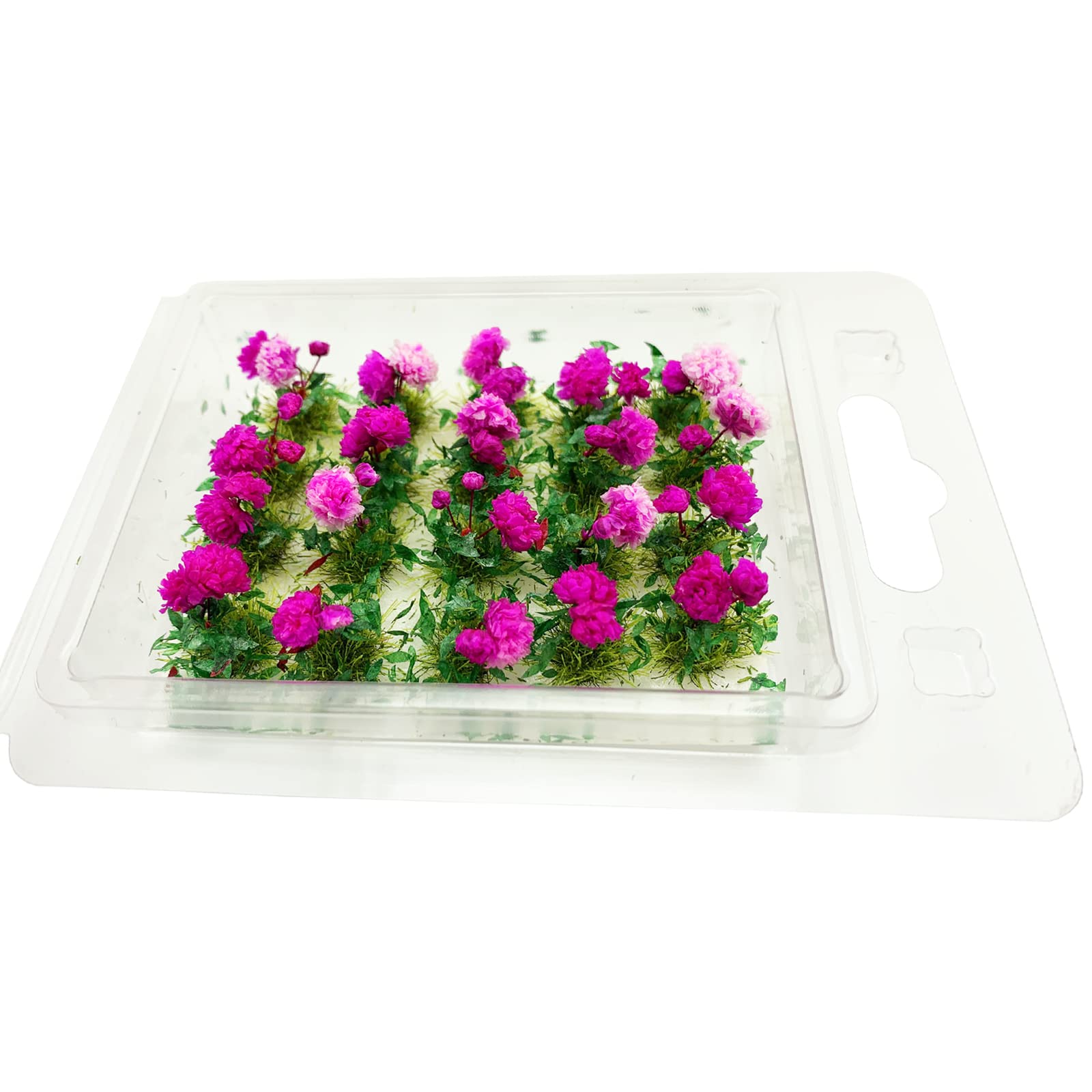 20 mechones de flores en miniatura para mini casa de muñecas, jardín de hadas, ferrocarril, escenario estático simulado, modelo de micro paisaje (rosa) 5