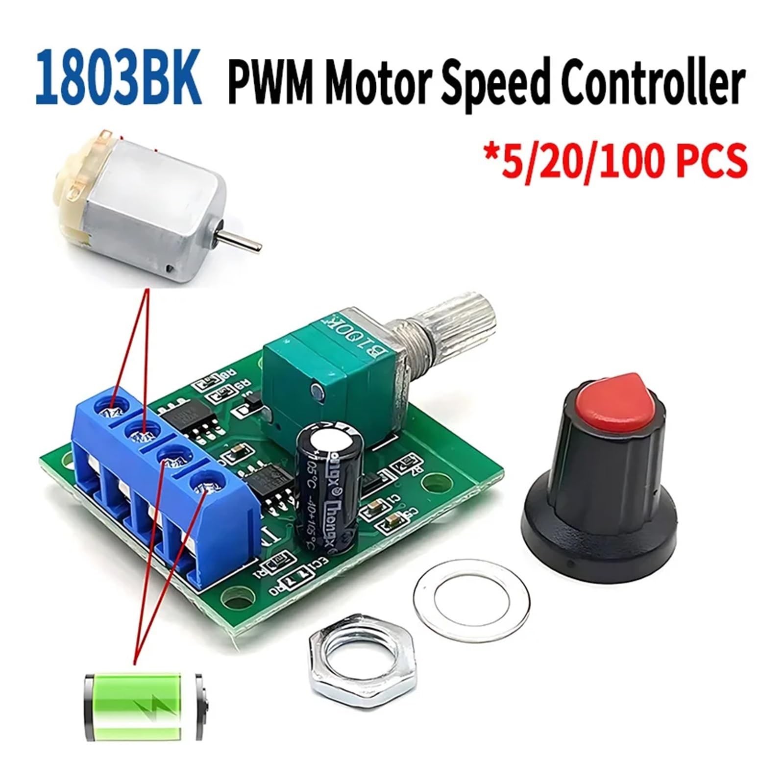 DC 1,8 V 3V 5V 6V 12V 2A 1803BK PWM controlador de velocidad del Motor interruptor regulador de velocidad del Motor de bajo voltaje PWM Módulo de accionamiento ajustable(1803BK PWM X20)