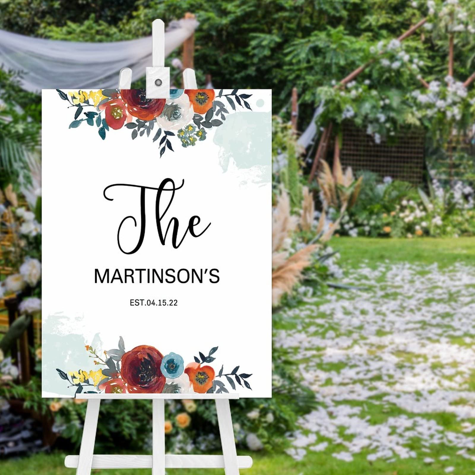 Panneau de bienvenue mariage personnalisé en bois pour entrée de cérémonie champêtre