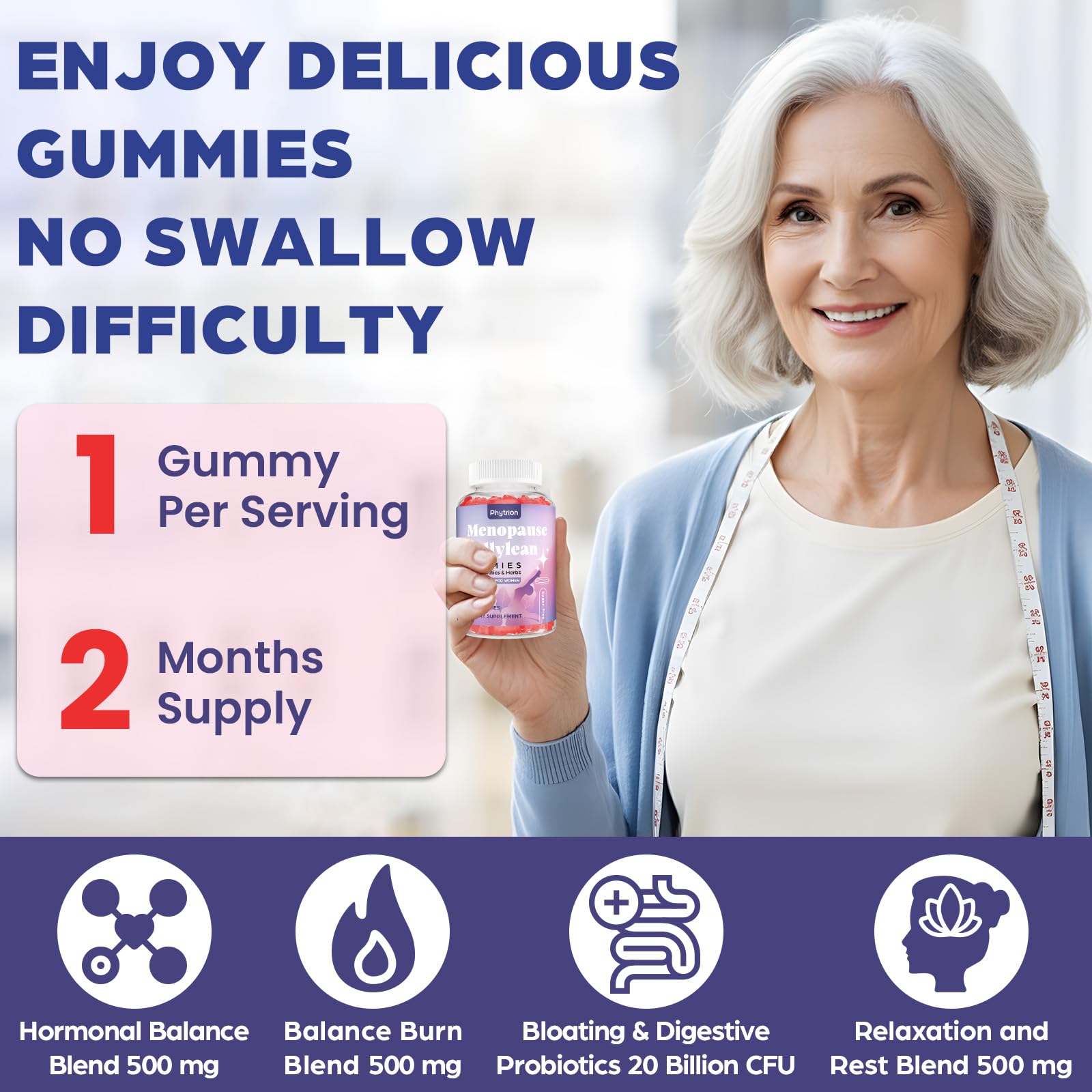 Menopause Supplements for Women, Sugar-Free, 16-in-1 Menopause Relief with Black Cohosh & Ashwagandha, 20 Billion CFU Probiotics, Hormone Harmony for Women, Night Sweats & Mood Swings, 60 Gummies