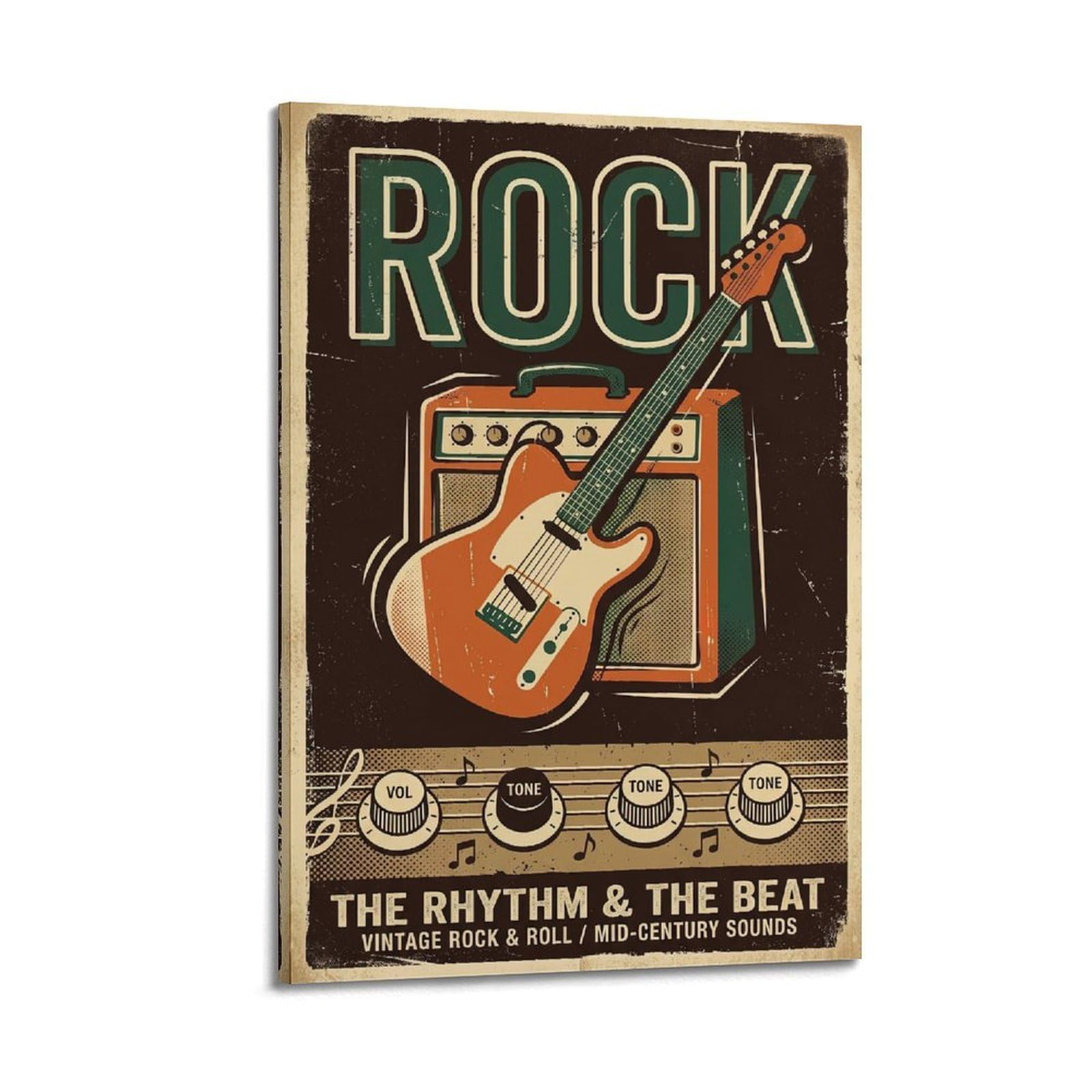 OKNGB Vintage 50s Music Rock & Roll Poster Classic Rhythm Guitar Decorative Painting Canvas Art Picture 24x36inch(60x90cm)