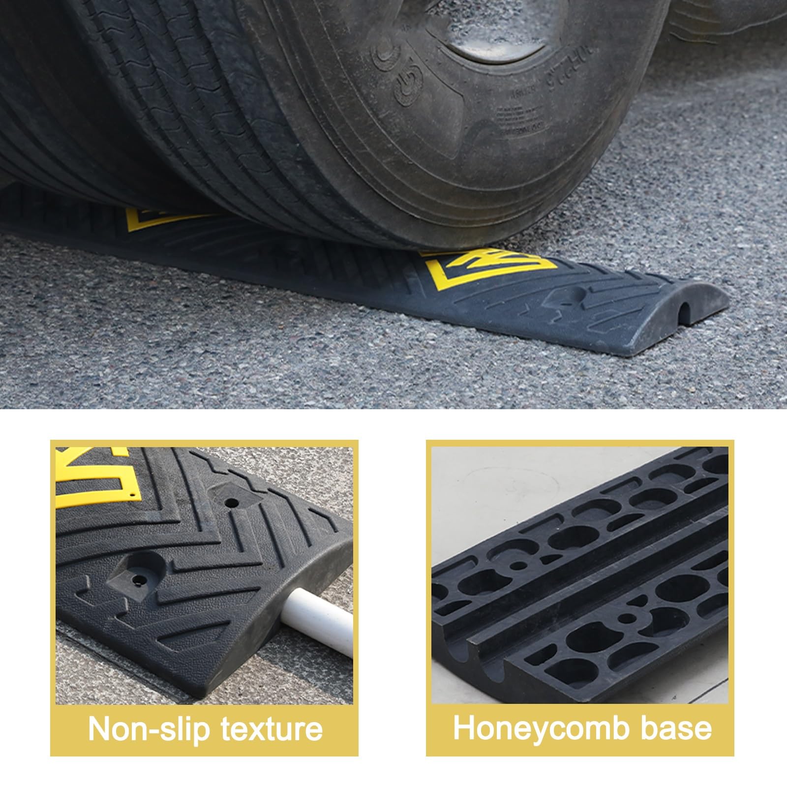 Rampa Protectora Antideslizante de Alta Resistencia para Cables: topes de Goma para mangueras multicanal, Ideales para garajes y aparcamientos. Rampa de Seguridad para Cables.
