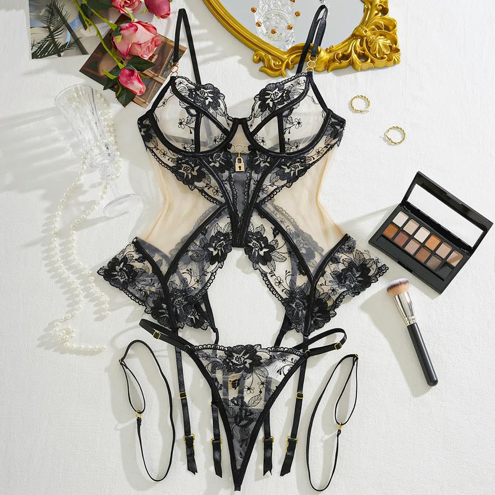 Fantasy Lingerie Ultra Hot Lace Sexy Kit Transparent Ensemble Lingeries Femmes Fancy g-String Tulle Underwear