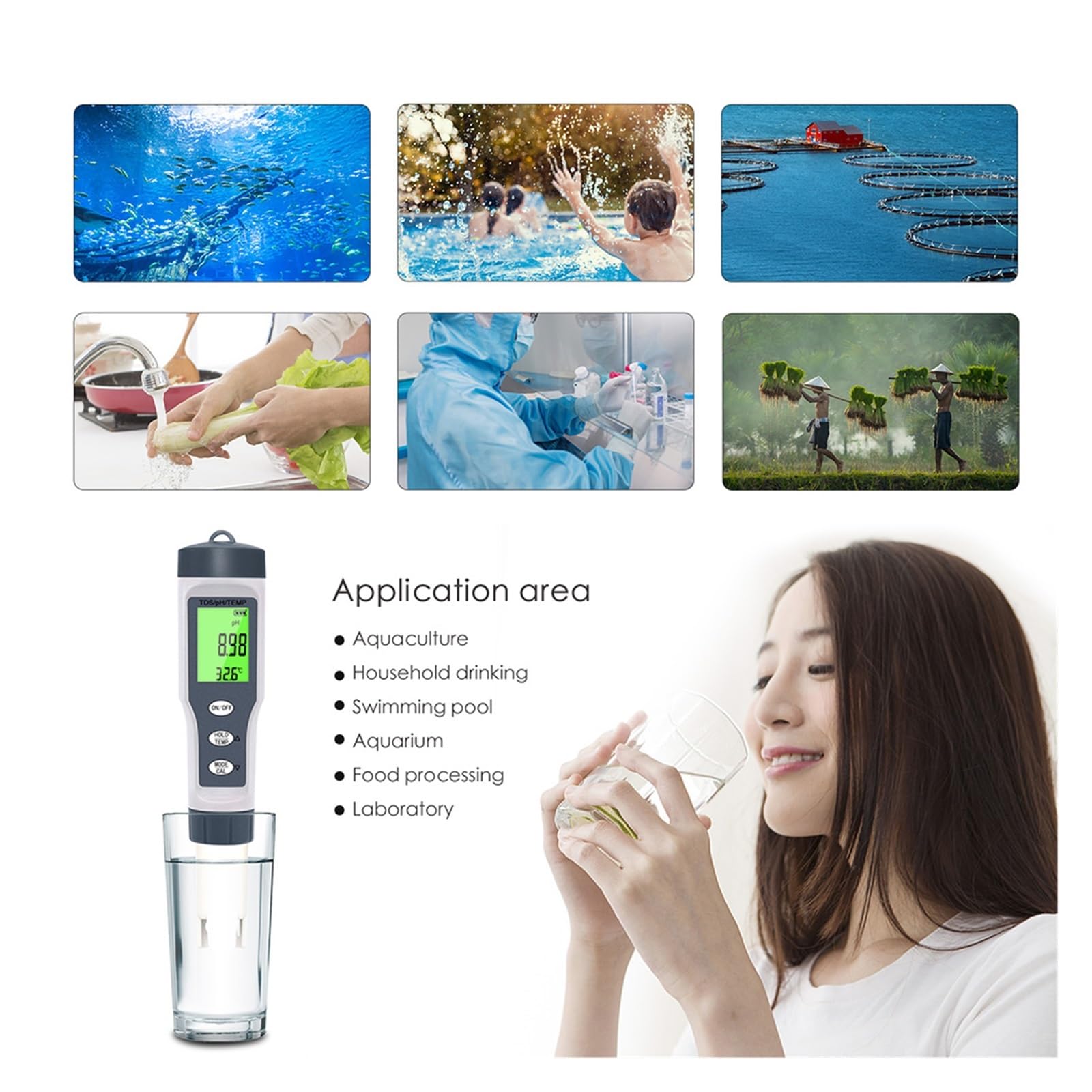 PH Meter 3 In1 TDS/Temp Tester Di Qualità Acqua Penna Rilevatore Di Conducibilità Monitor Strumento Di Misurazione Della Purezza