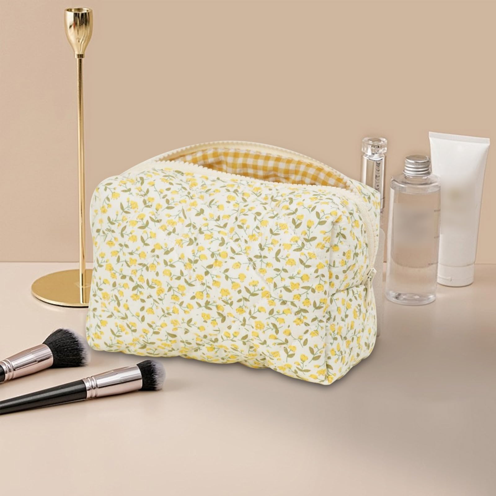 Pochette per cosmetici, adatta per donne e ragazze,, giallo.