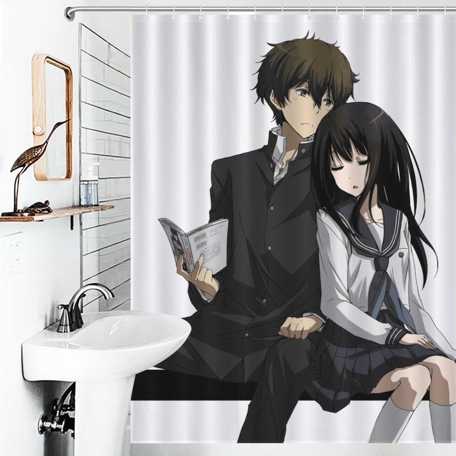 Amazon｜シャワーカーテン おしゃれ 折木奉太郎 千反田える 氷菓 風呂