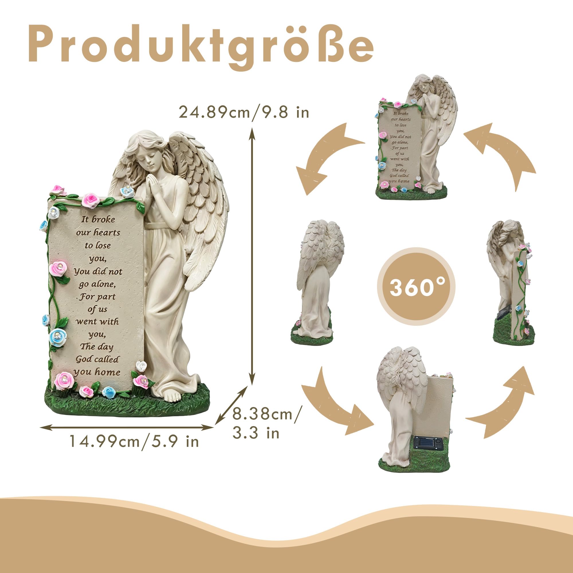 lifemet Solar-Engel-Grabschmuck – Engel-Gartendekoration für den Außenbereich, Engel und Grabsteine, Gedenkgeschenke