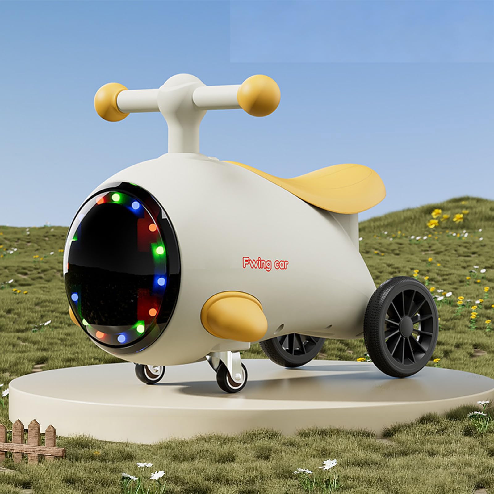 ZVD Rutschauto,Fahrbares Spielzeug,Flugzeug Förmiger Roller, Unterhaltsames und Fesselndes Interaktives Fahrspielzeug,Geeignet für Babys im Alter von 0-36 Monaten (Weiß)