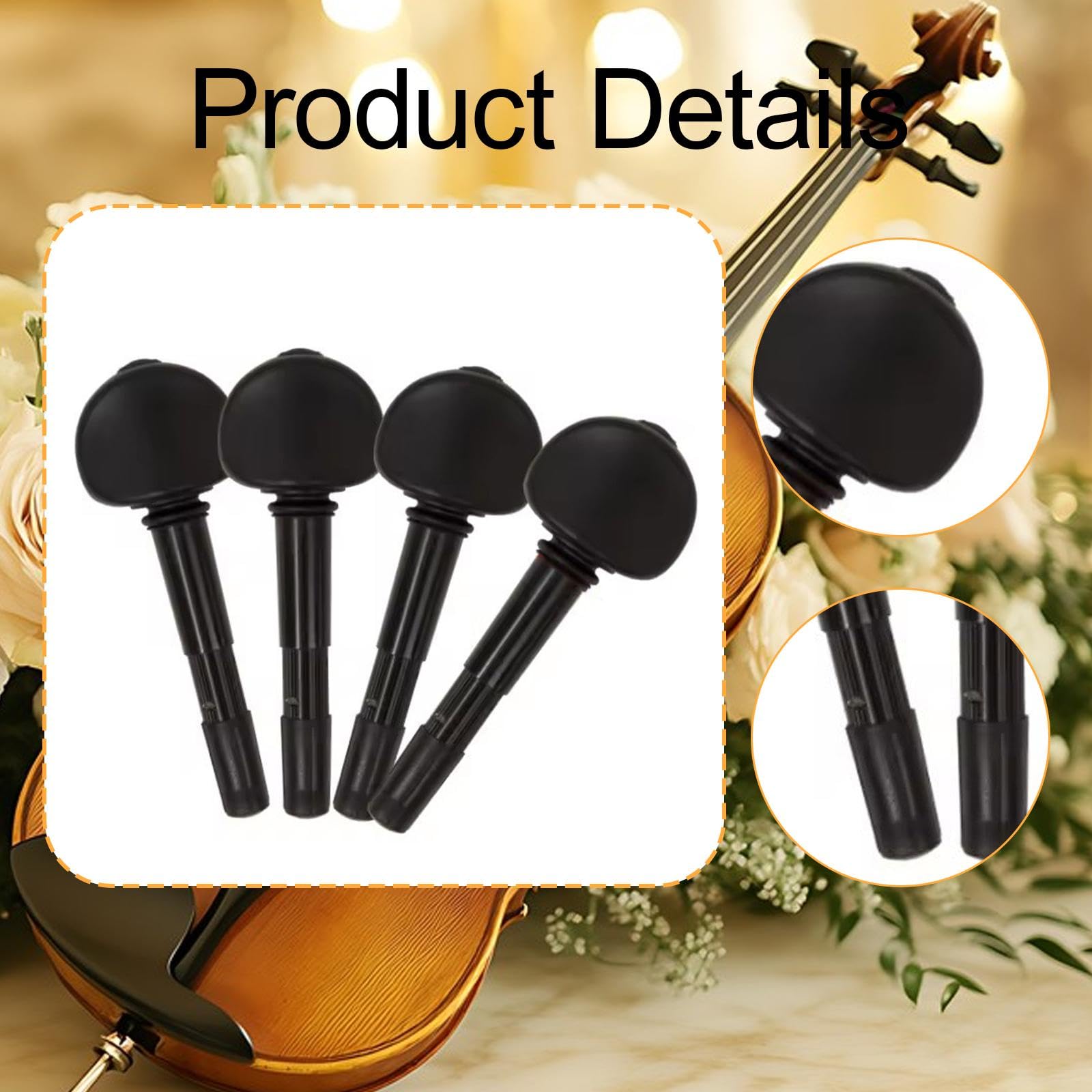4 Stück Cello Wirbel Set Professionelle Stimmwirbel Einfacher Einbau PP Metall Mechanik für Musiker Orchester Musikunterricht, 12 Mm