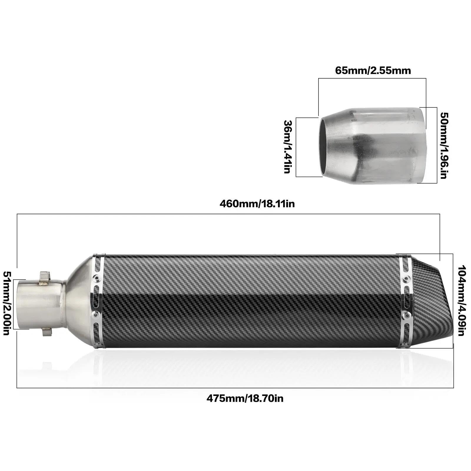 470 Millimetri di Scarico Moto Silenziatore Tubo Terminali di Scarico Tubo di Collegamento Marmitta Parti per Kawasaki per NINIA 650 Tmax 500 Tmax 530
