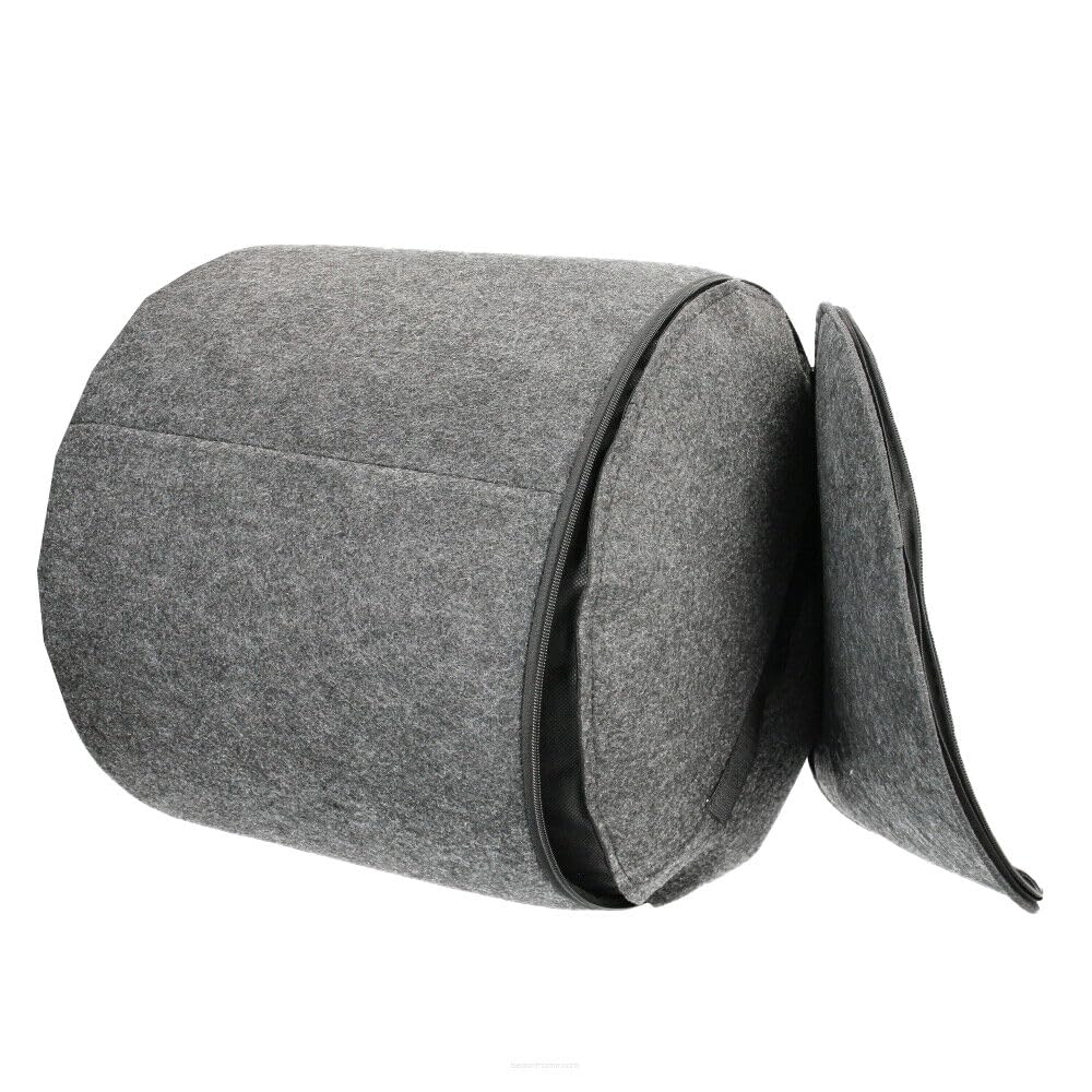 Pouf en feutre Bertoni 40 x 40 cm Rond Anthracite Housse amovible Lavable