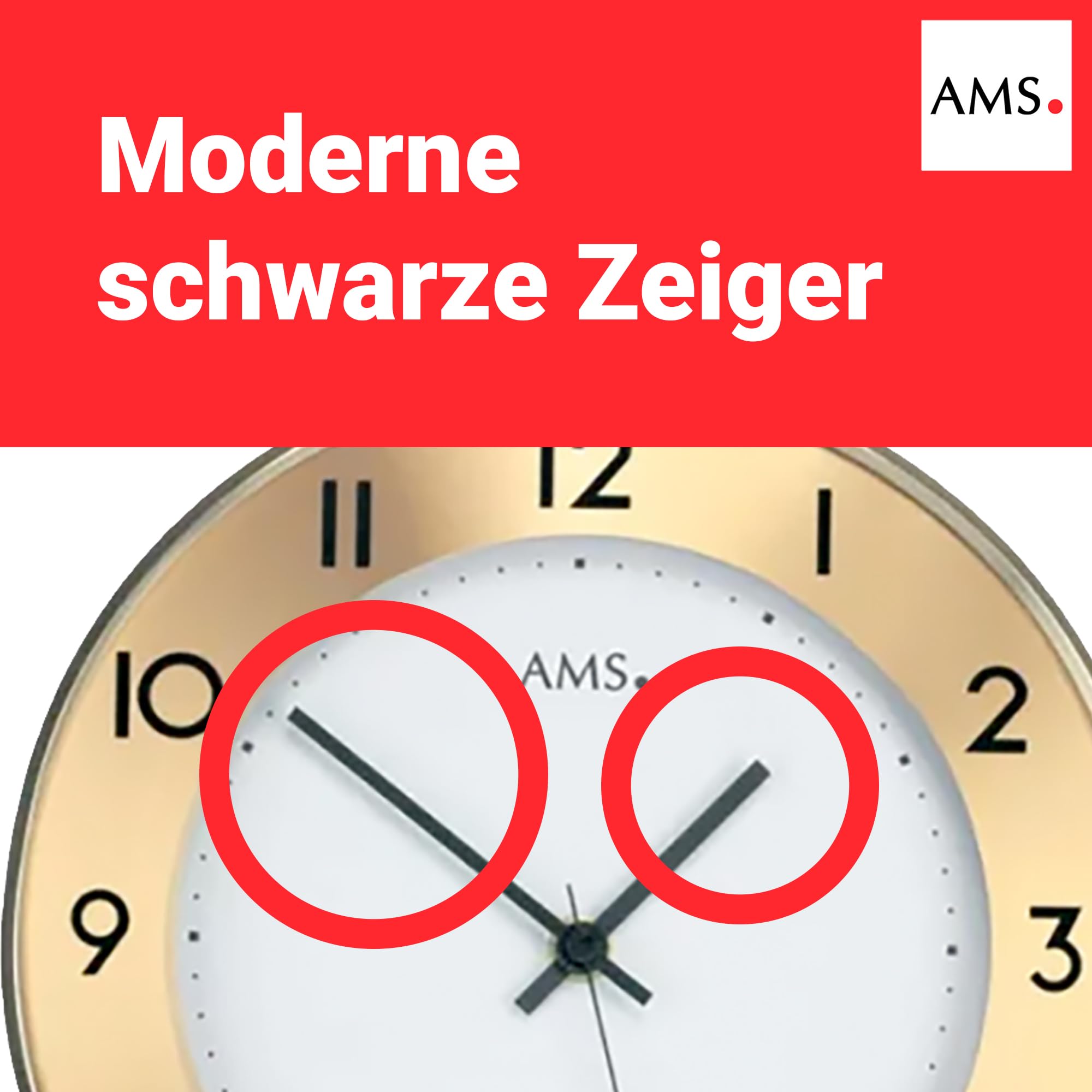 AMS 5266/1 Wanduhr, Klassische Funkpendeluhr in Nussbaum, analog mit arabischen Zahlen, Mineralglas und Messingstäben, batteriebetrieben, hochwertige Wohnzimmeruhr und Bürouhr, Maße: 22 x 62 x 8 cm