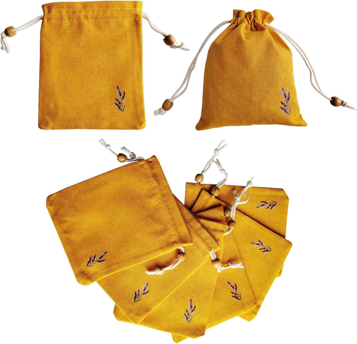 Daclubmenxy Burlap Sachet Bags 20 Pack - 4.5x6 Inch Empty Cedar Sachets with Drawstring for Lavender, Wedding Favors, Spice Storage (Orange)