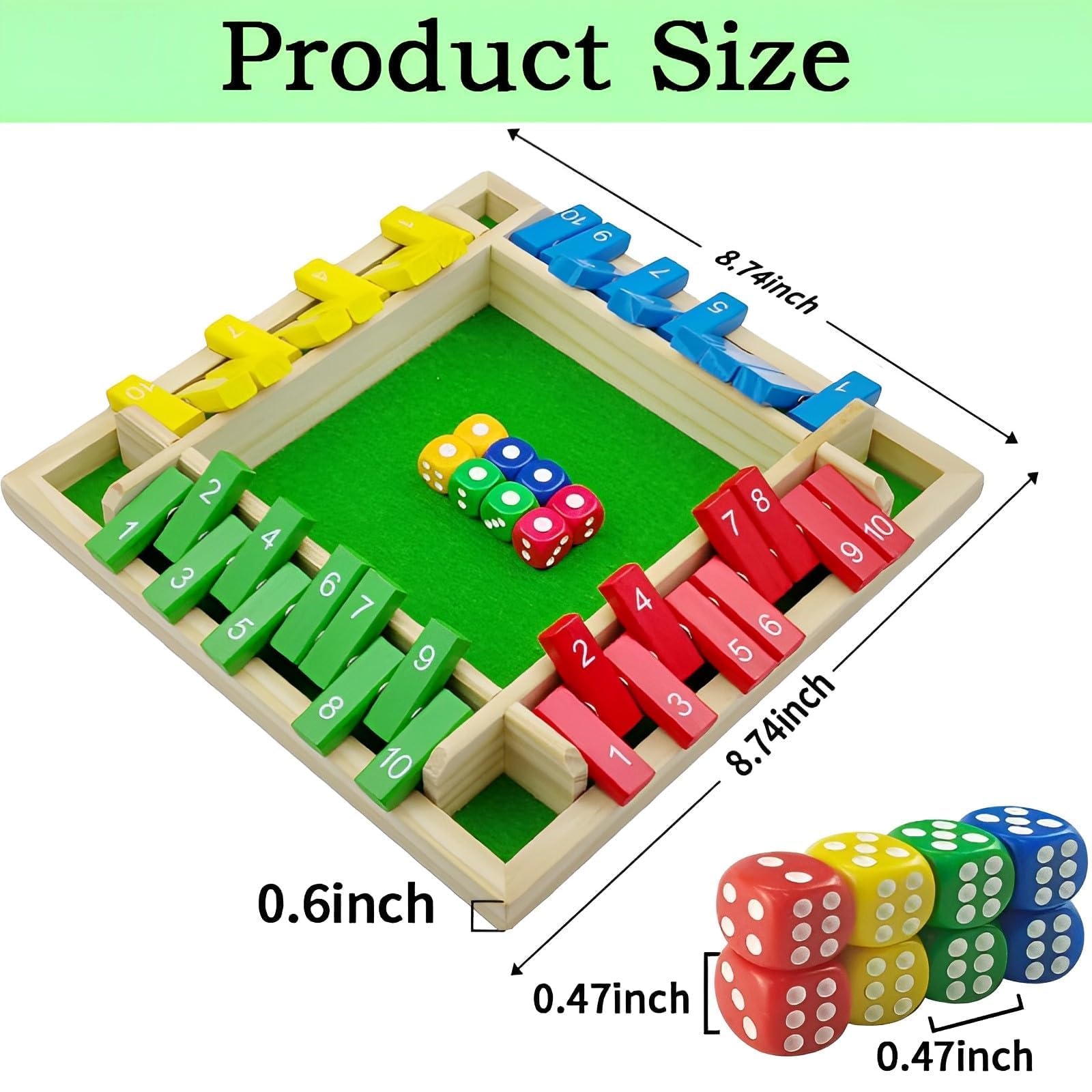 Shut the box 2-4 giocatori giochi da tavolo, gioco da tavolo in legno con 8 dadi, gioco dei dadi in scatola, giochi di matematica,per bambini adulti,classe familiare o bar