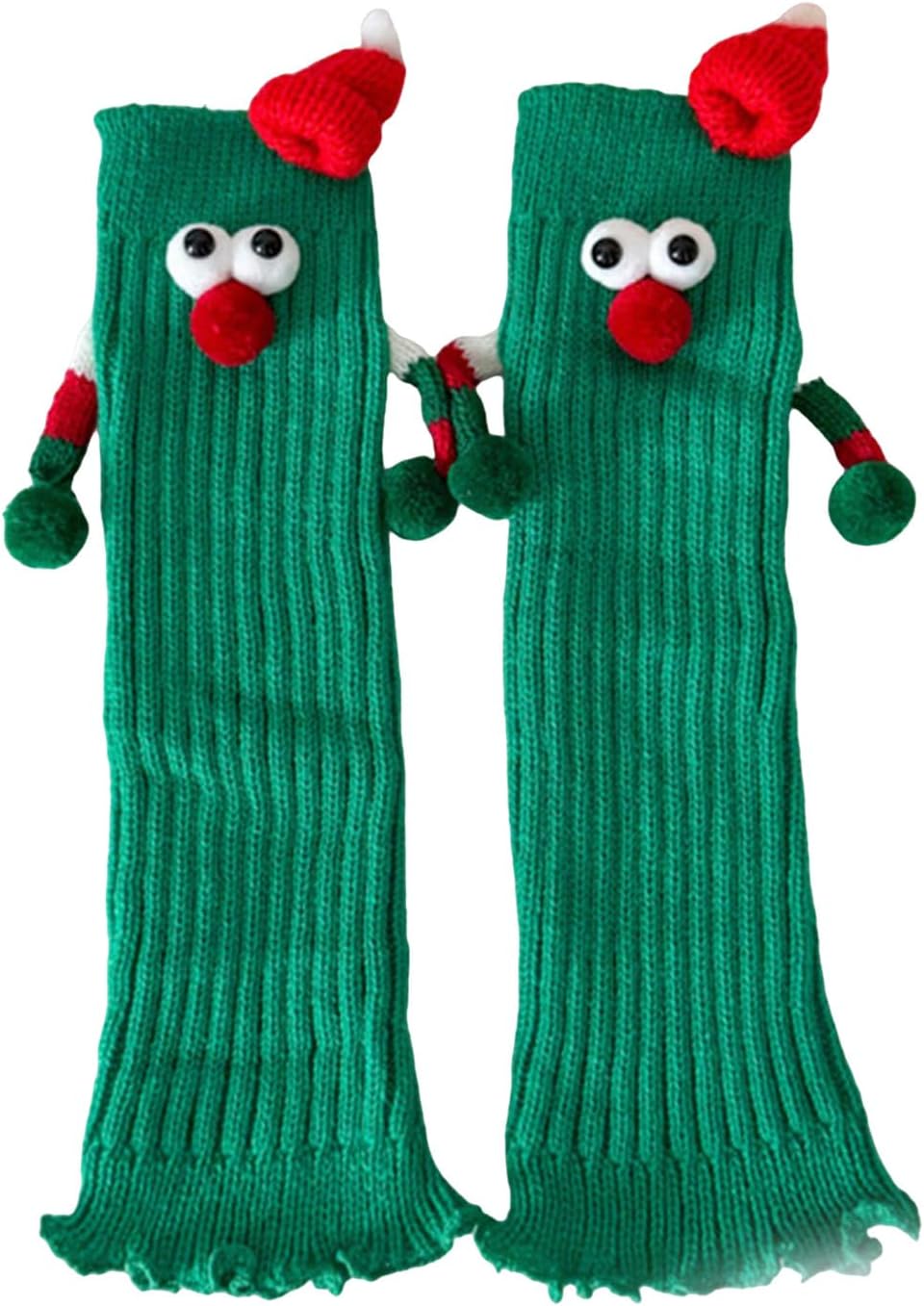 Funny Christmas Magnetic Hand Holding Leg Warmers for Women Novelty Dolls Boot Covers Cuffs Footless Socks